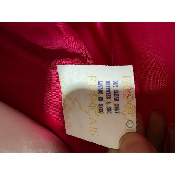 En Francais by Huey Waltzer Full-Length Gown Size 14 Bright Pink Long Sleeve - Picture 5 of 14